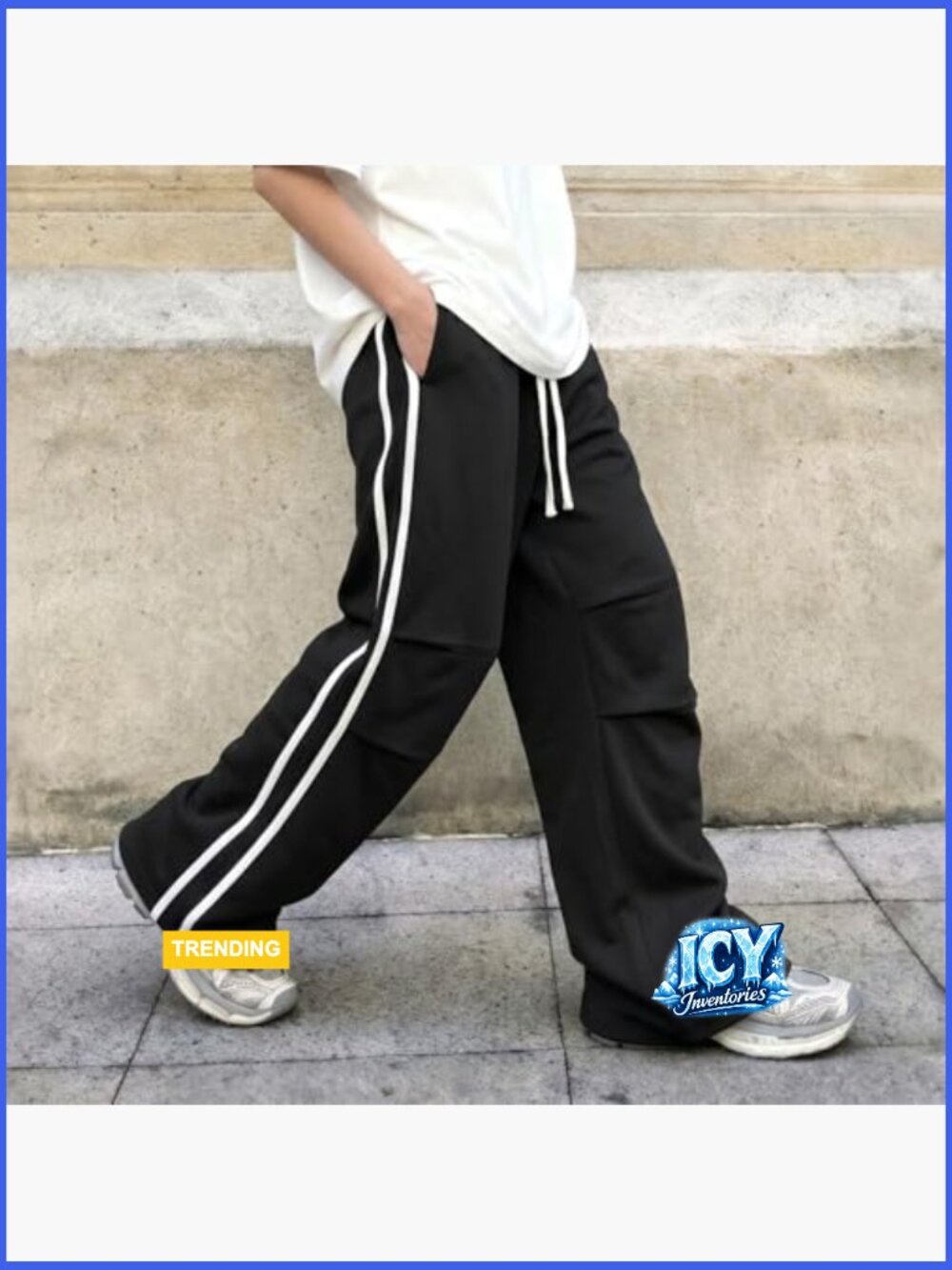 Baggy Sweatpants Wide Leg Track Pants Open Bottom Loose Fit Streetwear - Picture 3 of 7
